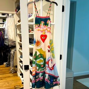 Colorful Maxi Dress with Heart Design Size Small Alemais-Inspired